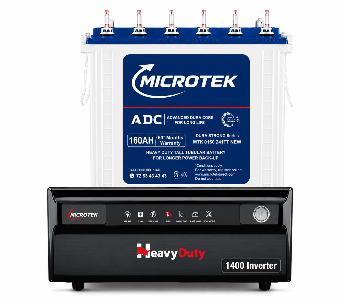 Microtek- 160Ah battery and Heavy duty 1400 with Exchange