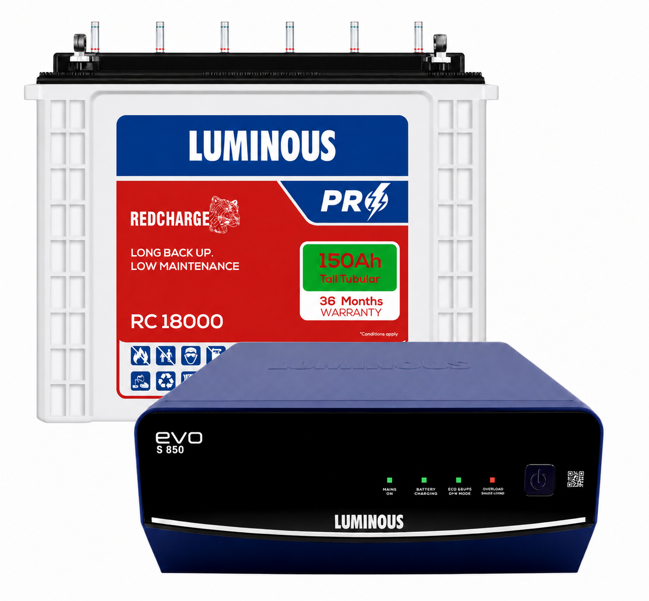 Luminous - 150ah Battery and EVO s 850 inverter with Exchange